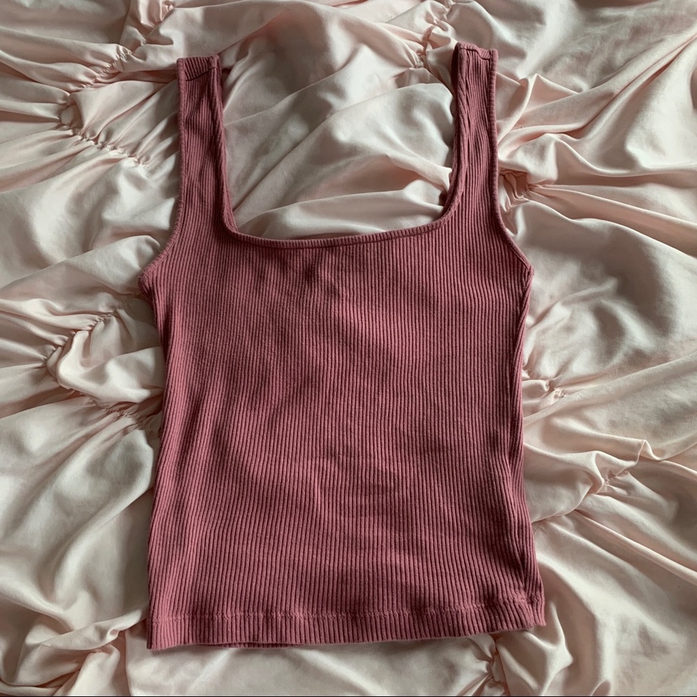 Urban Outfitters Pink Square Neck Tank Top